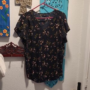Ann Taylor Black Floral Blouse